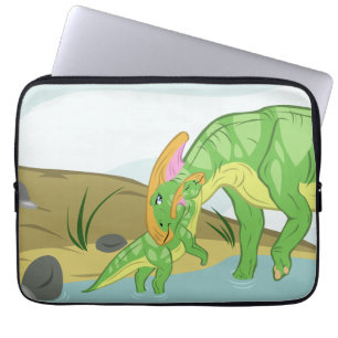 Capa Para Notebook Parasaurolophus Mãe e Bebê
