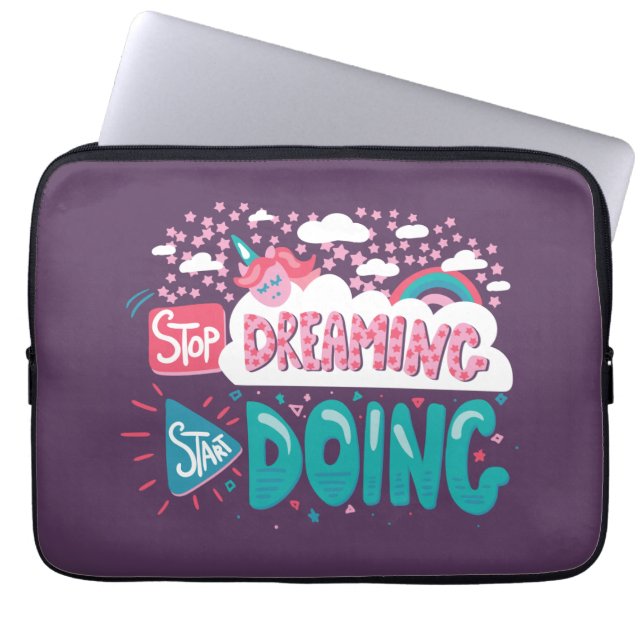Capa Para Notebook Pare de sonhar, comece a fazer roxo (Frente)