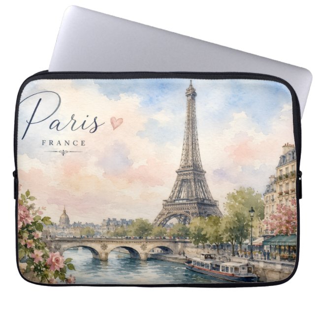 Capa Para Notebook Paris França Torre Eiffel rio Sena  (Frente)