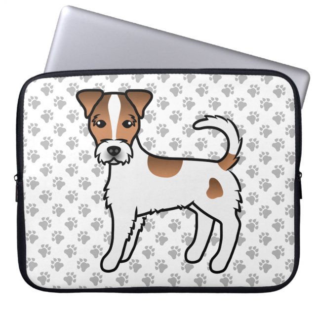 Capa Para Notebook Parson Russell Terrier de pelo áspero branco e beg (Frente)