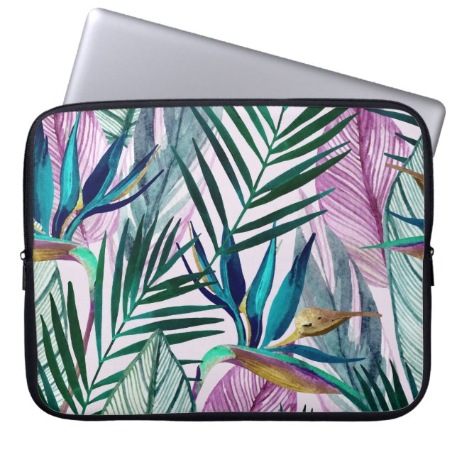 Capa Para Notebook Pássaro-do-paraíso tropical, padrão de aquarela (Frente)