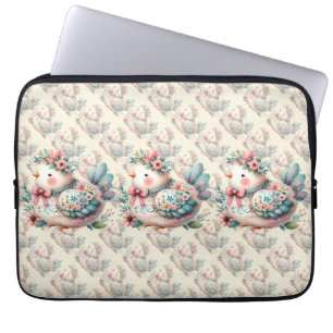 Capa Para Notebook Pássaro Folclórico Floral com Charme Pastel Boho
