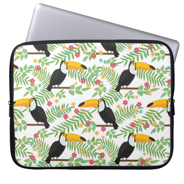 Capa Para Notebook Pássaro Tropical sem padrão. Toucan (Frente)