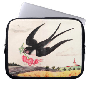 Capa Para Notebook Pássaro Voador Com Flores