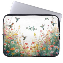 Capa Para Notebook Pássaros Aquarela Primavera Monograma Floral Flor 
