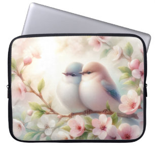 Capa Para Notebook Pássaros de Amor da Primavera Flor de Cerejeira Fl