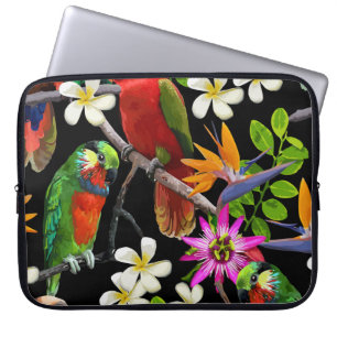 Capa Para Notebook Pássaros Exóticos Belos Padrões de Flores