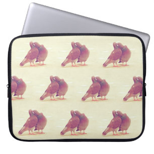 Capa Para Notebook Pássaros retros do amor que beijam o pombo