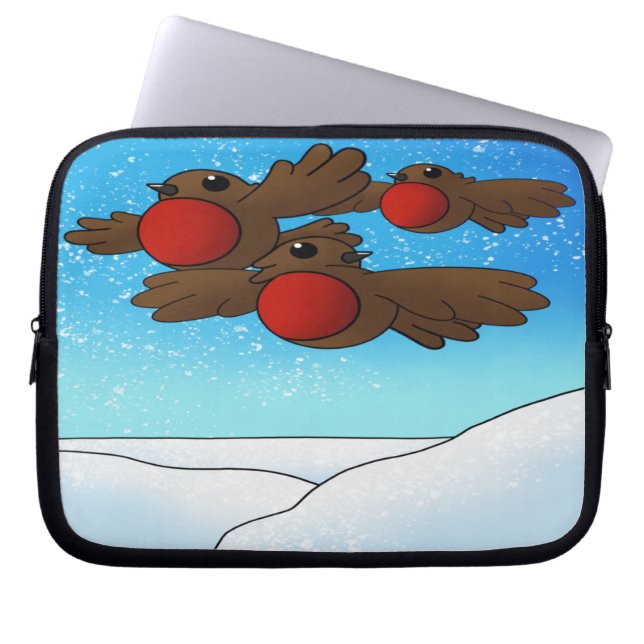 Capa Para Notebook Pássaros Robin do Natal (Frente)