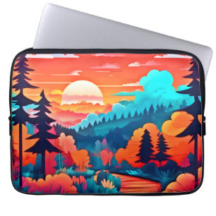 Capa Para Notebook Passe do Sol Através da Floresta de outono