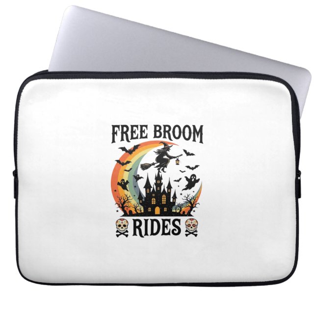 Capa Para Notebook Passeios de Vassoura Grátis Halloween Bruxa Castel (Frente)