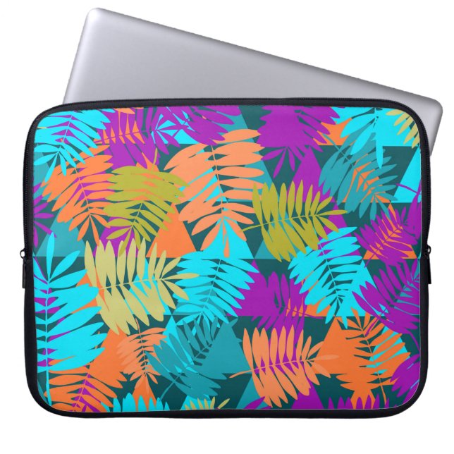 Capa Para Notebook Pasta de palma padrão floral. Tropic (Frente)