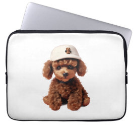 Capa Para Notebook Pasta de Poodle em Xícara de Chá Branca