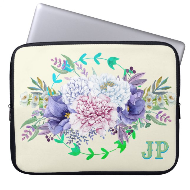 Capa Para Notebook Pastel bonito Floral Iniciado (Frente)
