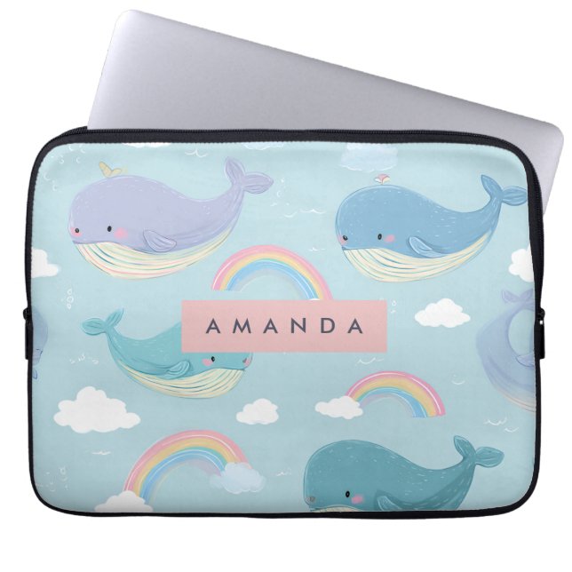 Capa Para Notebook Pastel-branco personalizado e padrão-arco-íris (Frente)