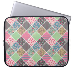 Capa Para Notebook Pastel Floral Quilt Squares