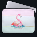 Capa Para Notebook Pastel Moderno Strike,Flamingos Rosa<br><div class="desc">flamingos cor-de-rosa em fundo listrado pastel com seu nome.</div>