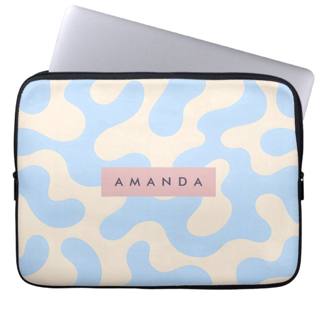 Capa Para Notebook Pastel Personalizado Azul Pastel Camuflado Abstrat (Frente)