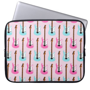 CAPA PARA NOTEBOOK PASTEL PINK E GUITARRAS ELÉTRICAS AZUIS