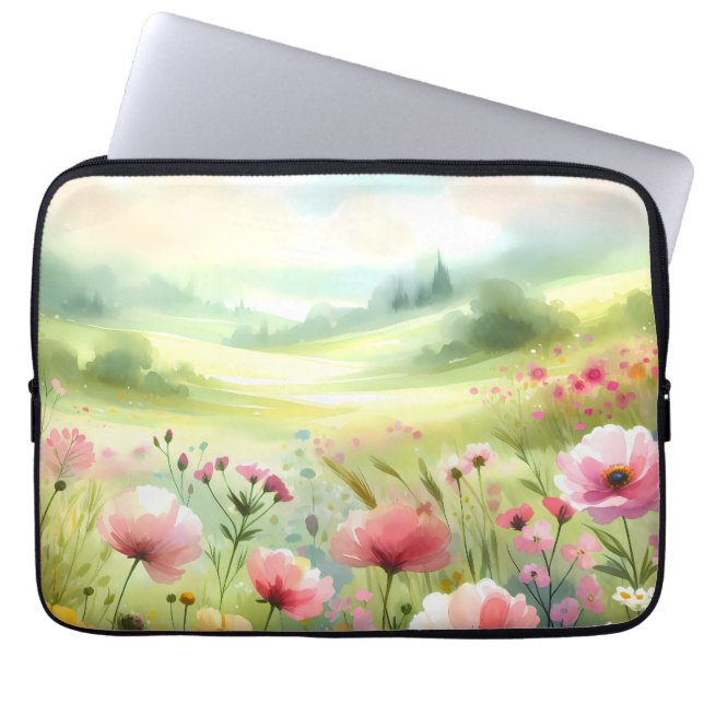 Capa Para Notebook Pastel Wildflower Meadow Landscape (Frente)
