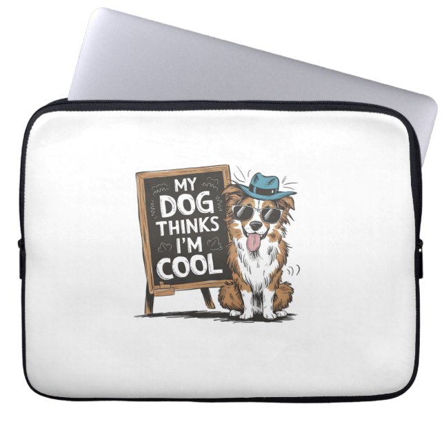 Capa Para Notebook Pastor australiano Meu Cachorro pensa que eu sou L (Frente)