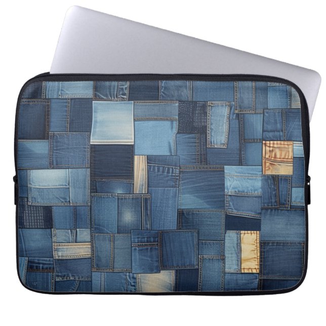 Capa Para Notebook Patchwork de Denim (Frente)