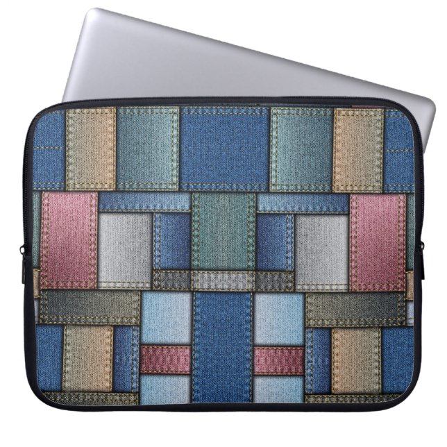 Capa Para Notebook Patchwork de Denim (Frente)