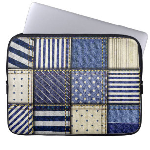 Capa Para Notebook Patchwork de Denim Azul