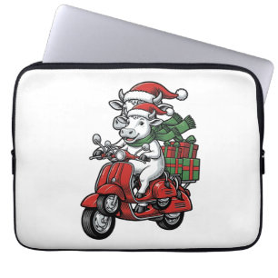 Capa Para Notebook Patinete de Cavalgar Vaca de Natal Engraçado Desig