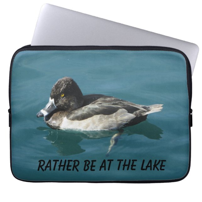 Capa Para Notebook Pato na água Pássaro Branco Negro Lover Lago Natur (Frente)