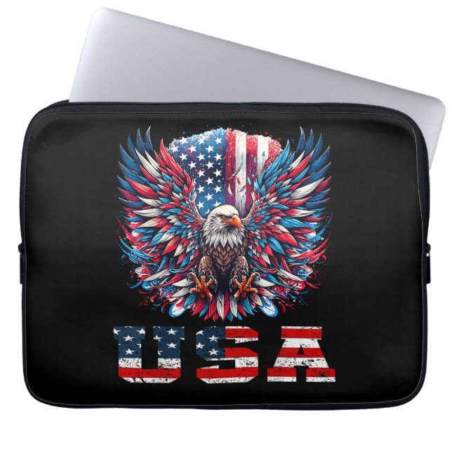 Capa Para Notebook Patriotic Eagle USA Flag (Frente)
