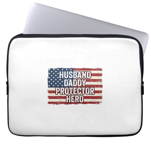 Capa Para Notebook Patriotic Husband Daddy Protector Hero Flag Shirt  (Frente)