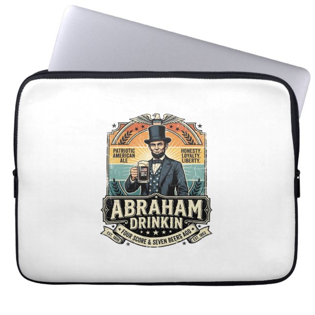 Capa Para Notebook Patriótico Abraham Bebendo Retro Desgastado (Frente)