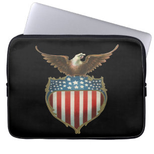 Capa Para Notebook Patriotismo Vintage, Águia Orgulhosa sobre a Bande