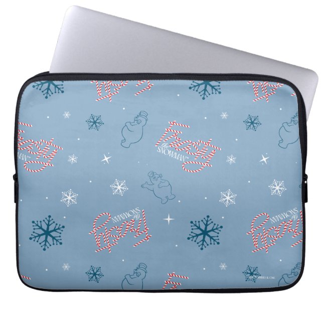 Capa Para Notebook Patterno de Neve Azul Snowman (Frente)