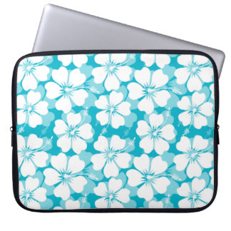 Capa Para Notebook Patterno Tropical de Hibiscus Girly White em Turqu