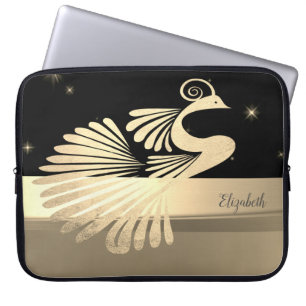 Capa Para Notebook Pavão Dourado Elegante - Personalizado