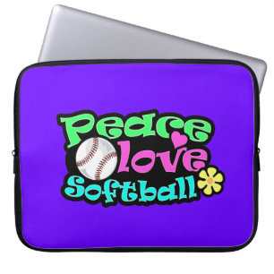 Capa Para Notebook Paz, amor, softball