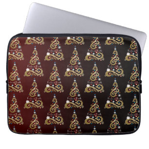 Capa Para Notebook Paz no padrão das árvores de Natal do ouro da Te