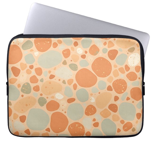 Capa Para Notebook Peach Sage Green Pebble Pattern Abstract Organic  (Frente)