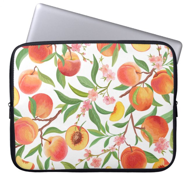 Capa Para Notebook Peach Tropical Fruta Vintage Pattern. (Frente)