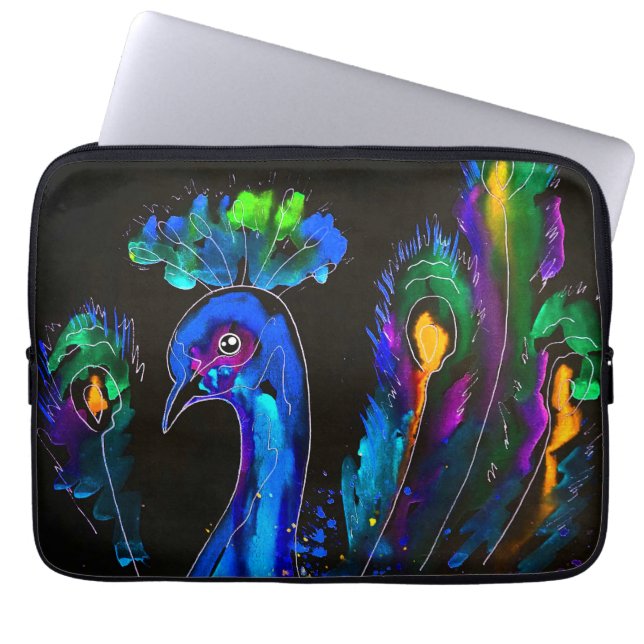 Capa Para Notebook Peacock Whimsical Pintado (Frente)