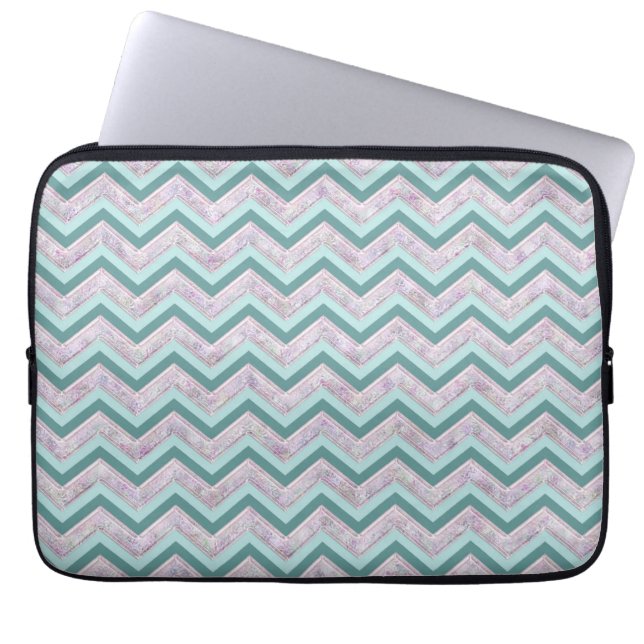 Capa Para Notebook Pearl Floral Teal ZigZag Padrão (Frente)