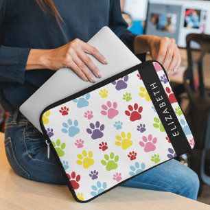Capa Para Notebook Peças Coloridas, Padrões De Pata, Patas De Cachorr