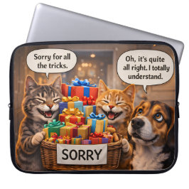 Capa Para Notebook Peço desculpas, gato e cachorro fofos pedido de de