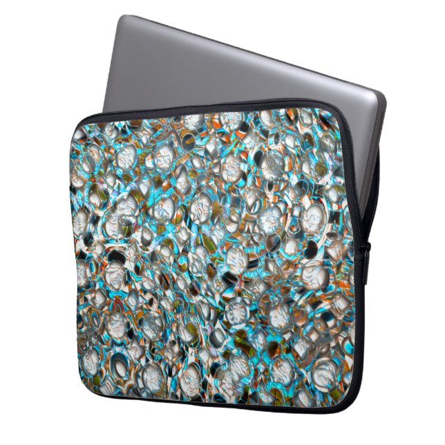 Capa Para Notebook Pedra de cor azul perfurada sobre textura esbranqu (Frente Esquerda)