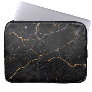 Capa Para Notebook Pedra Negra com Vias Douradas e Prateadas
