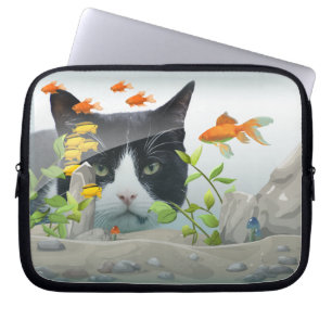 Capa Para Notebook Peering de Gato de Fotografia Personalizado no Tan