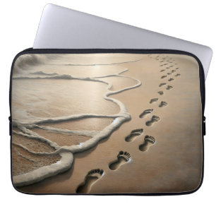 Capa Para Notebook Pegadas de Praia com Arroz Oceânico
