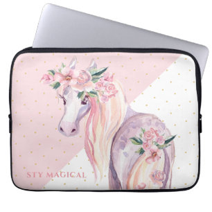 Capa Para Notebook Pegasus inspirou o cavalo alado floral